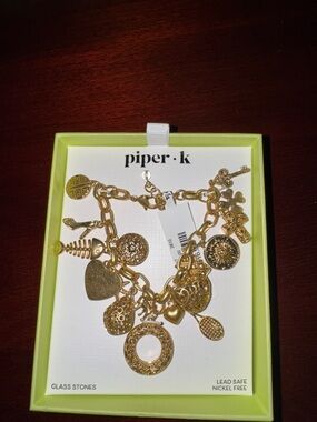 Piper·k Gold Multi-Charm Bracelet
